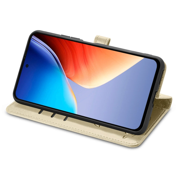 For Blackview A96 Cat and Dog Embossed Leather Phone Case(Gold) - More Brand by PMC TechLife | Online Shopping South Africa | PMC TechLife