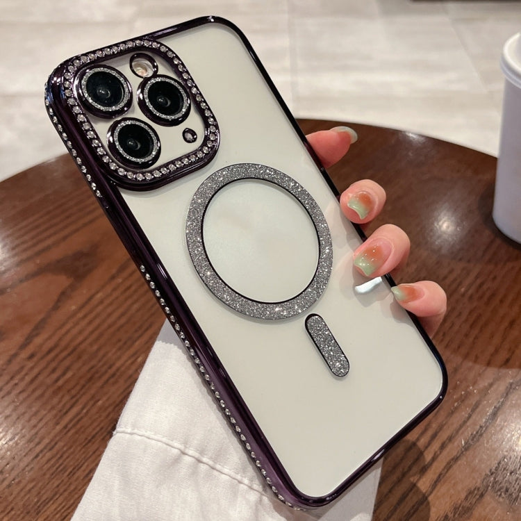 For iPhone 11 Pro Max Diamond Gradient Plated MagSafe TPU Phone Case(Purple) - iPhone 11 Pro Max Cases by PMC TechLife | Online Shopping South Africa | PMC TechLife