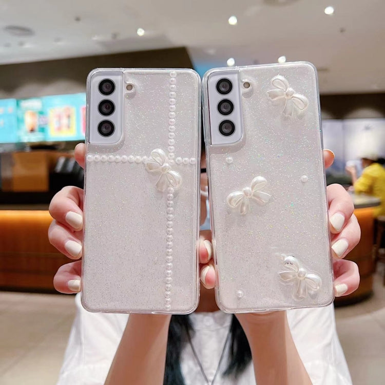 For Samsung Galaxy S25 Ultra 5G Pearl Bow Glitter Epoxy TPU Phone Case(Cross Knots) - Galaxy S25 Ultra 5G Cases by PMC TechLife | Online Shopping South Africa | PMC TechLife | Buy Now Pay Later Mobicred
