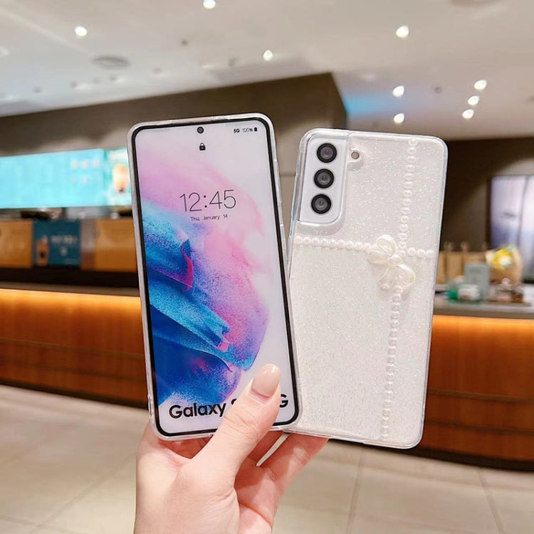 For Samsung Galaxy S25+ 5G Pearl Bow Glitter Epoxy TPU Phone Case(Cross Knots) - Galaxy S25+ 5G Cases by PMC TechLife | Online Shopping South Africa | PMC TechLife | Buy Now Pay Later Mobicred
