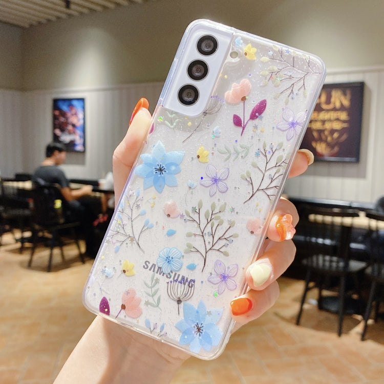 For Samsung Galaxy A55 Fresh Small Floral Epoxy TPU Phone Case(D05 Blue Floral) - Galaxy Phone Cases by PMC TechLife | Online Shopping South Africa | PMC TechLife