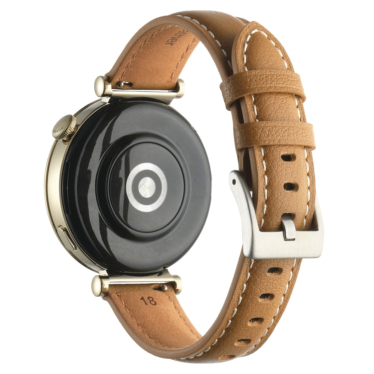 For Huawei Watch GT4 41mm 18mm Thread Pin Buckle Leather Watch Band(Light Brown) - Watch Bands by PMC TechLife | Online Shopping South Africa | PMC TechLife