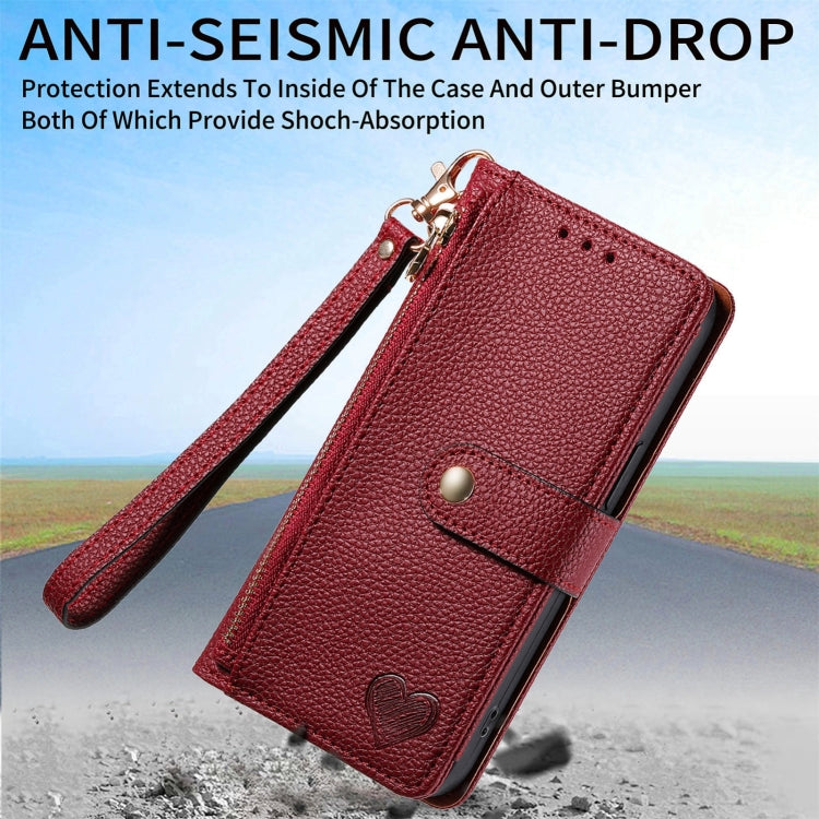 For Samsung Galaxy S24+ 5G Love Zipper Lanyard Leather Phone Case(Red) - free shipping - PMC Jewellery - Order now!