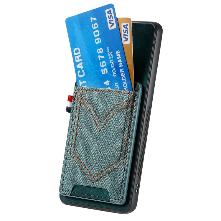 For Samsung Galaxy S25 5G Denim Texture Leather Skin Phone Case with Card Slot(Green) - Galaxy S25 5G Cases by PMC Jewellery | Online Shopping South Africa | PMC Jewellery | Buy Now Pay Later Mobicred
