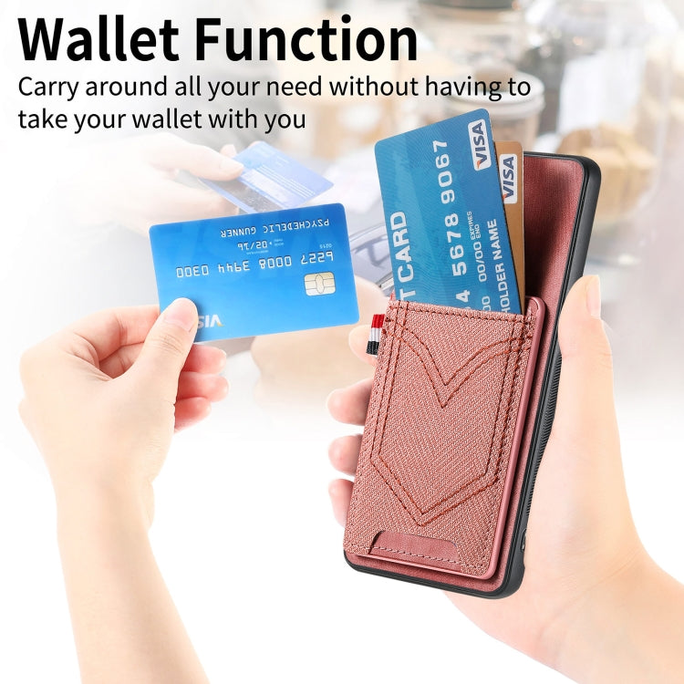 For Samsung Galaxy S25 5G Denim Texture Leather Skin Phone Case with Card Slot(Pink) - Galaxy S25 5G Cases by PMC Jewellery | Online Shopping South Africa | PMC Jewellery | Buy Now Pay Later Mobicred