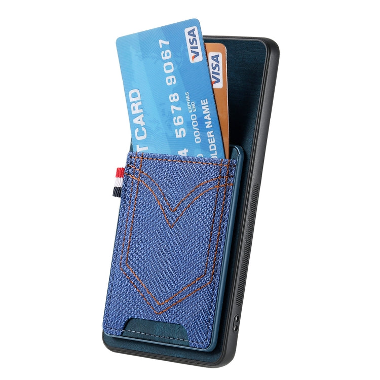 For Samsung Galaxy S25+ 5G Denim Texture Leather Skin Phone Case with Card Slot(Blue) - Galaxy S25+ 5G Cases by PMC Jewellery | Online Shopping South Africa | PMC Jewellery | Buy Now Pay Later Mobicred