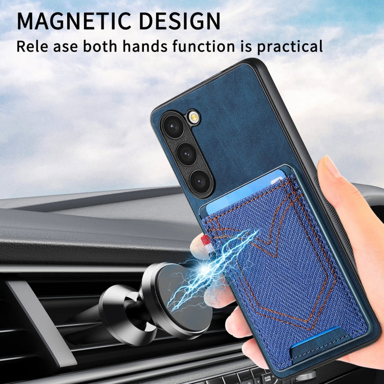 For Samsung Galaxy S25+ 5G Denim Texture Leather Skin Phone Case with Card Slot(Blue) - Galaxy S25+ 5G Cases by PMC Jewellery | Online Shopping South Africa | PMC Jewellery | Buy Now Pay Later Mobicred