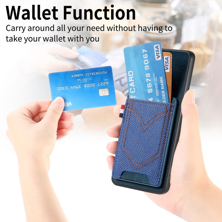 For Samsung Galaxy S25+ 5G Denim Texture Leather Skin Phone Case with Card Slot(Blue) - Galaxy S25+ 5G Cases by PMC Jewellery | Online Shopping South Africa | PMC Jewellery | Buy Now Pay Later Mobicred