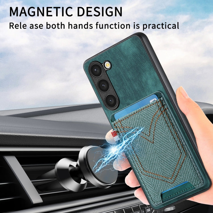 For Samsung Galaxy S25+ 5G Denim Texture Leather Skin Phone Case with Card Slot(Green) - Galaxy S25+ 5G Cases by PMC Jewellery | Online Shopping South Africa | PMC Jewellery | Buy Now Pay Later Mobicred