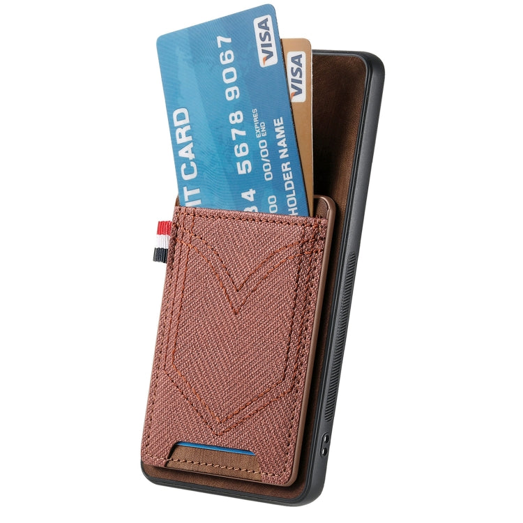For Samsung Galaxy S25 Ultra 5G Denim Texture Leather Skin Phone Case with Card Slot(Brown) - Galaxy S25 Ultra 5G Cases by PMC Jewellery | Online Shopping South Africa | PMC Jewellery | Buy Now Pay Later Mobicred