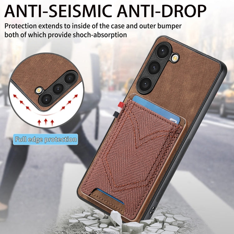 For Samsung Galaxy S25 Ultra 5G Denim Texture Leather Skin Phone Case with Card Slot(Brown) - Galaxy S25 Ultra 5G Cases by PMC Jewellery | Online Shopping South Africa | PMC Jewellery | Buy Now Pay Later Mobicred