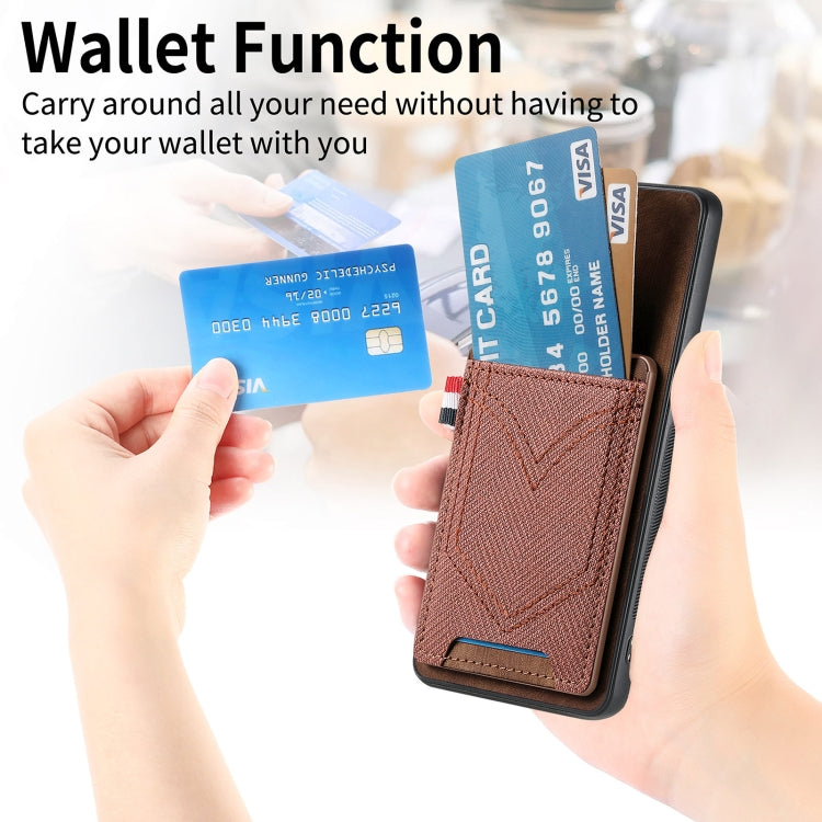 For Samsung Galaxy S25 Ultra 5G Denim Texture Leather Skin Phone Case with Card Slot(Brown) - Galaxy S25 Ultra 5G Cases by PMC Jewellery | Online Shopping South Africa | PMC Jewellery | Buy Now Pay Later Mobicred