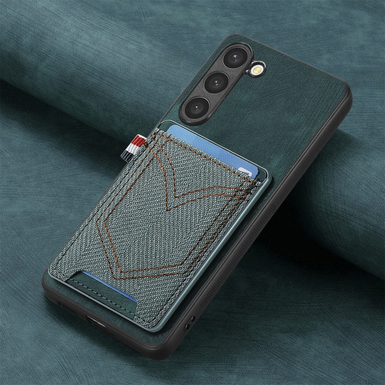 For Samsung Galaxy S25 Ultra 5G Denim Texture Leather Skin Phone Case with Card Slot(Green) - Galaxy S25 Ultra 5G Cases by PMC Jewellery | Online Shopping South Africa | PMC Jewellery | Buy Now Pay Later Mobicred