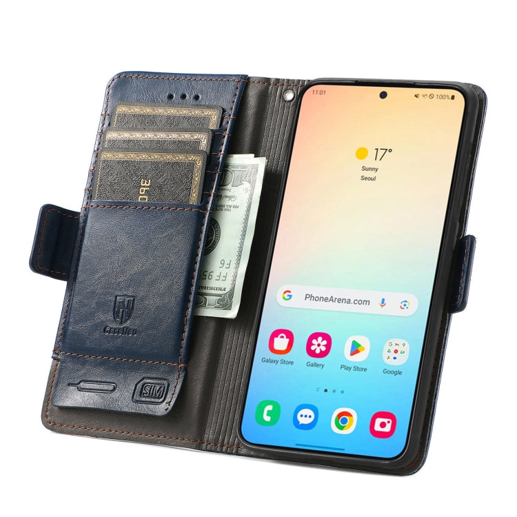 For Samsung Galaxy S25 5G CaseNeo Splicing Dual Magnetic Buckle Leather Phone Case(Blue) - Galaxy S25 5G Cases by CaseNeo | Online Shopping South Africa | PMC Jewellery | Buy Now Pay Later Mobicred