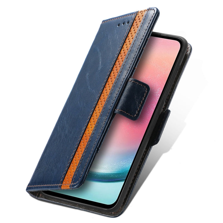 For Samsung Galaxy S25 5G CaseNeo Splicing Dual Magnetic Buckle Leather Phone Case(Blue) - Galaxy S25 5G Cases by CaseNeo | Online Shopping South Africa | PMC Jewellery | Buy Now Pay Later Mobicred