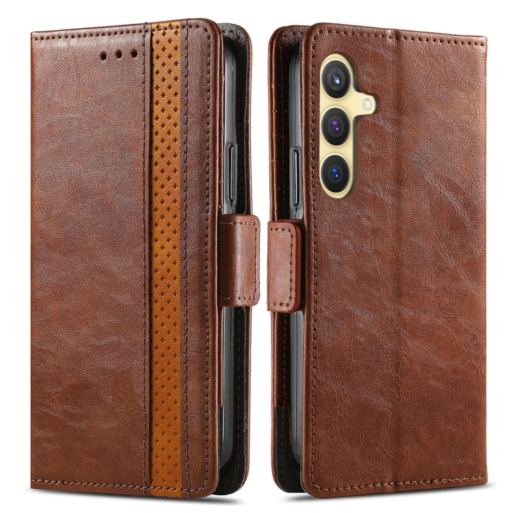 For Samsung Galaxy S25 5G CaseNeo Splicing Dual Magnetic Buckle Leather Phone Case(Brown) - Galaxy S25 5G Cases by CaseNeo | Online Shopping South Africa | PMC Jewellery | Buy Now Pay Later Mobicred