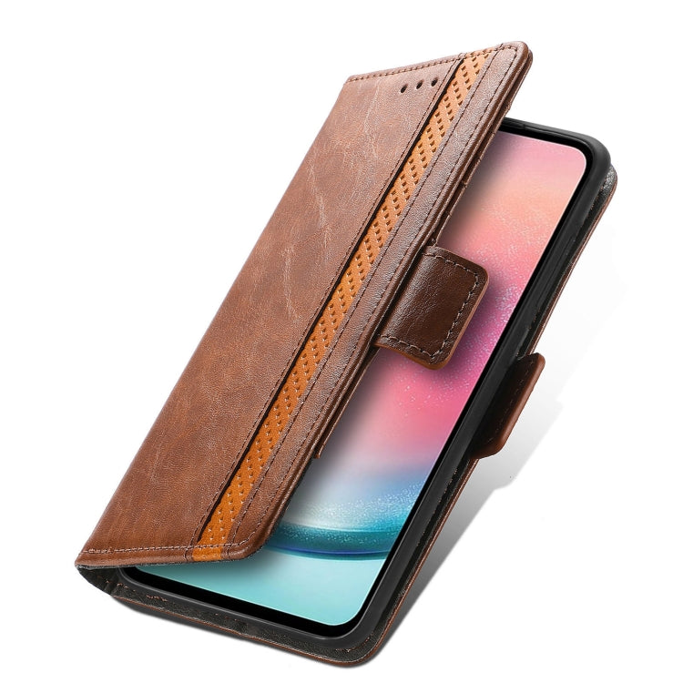 For Samsung Galaxy S25 5G CaseNeo Splicing Dual Magnetic Buckle Leather Phone Case(Brown) - Galaxy S25 5G Cases by CaseNeo | Online Shopping South Africa | PMC Jewellery | Buy Now Pay Later Mobicred