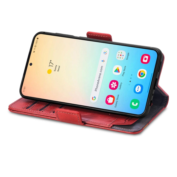 For Samsung Galaxy S25 5G CaseNeo Splicing Dual Magnetic Buckle Leather Phone Case(Red) - Galaxy S25 5G Cases by CaseNeo | Online Shopping South Africa | PMC Jewellery | Buy Now Pay Later Mobicred