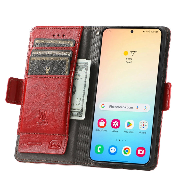 For Samsung Galaxy S25+ 5G CaseNeo Splicing Dual Magnetic Buckle Leather Phone Case(Red) - Galaxy S25+ 5G Cases by CaseNeo | Online Shopping South Africa | PMC Jewellery | Buy Now Pay Later Mobicred