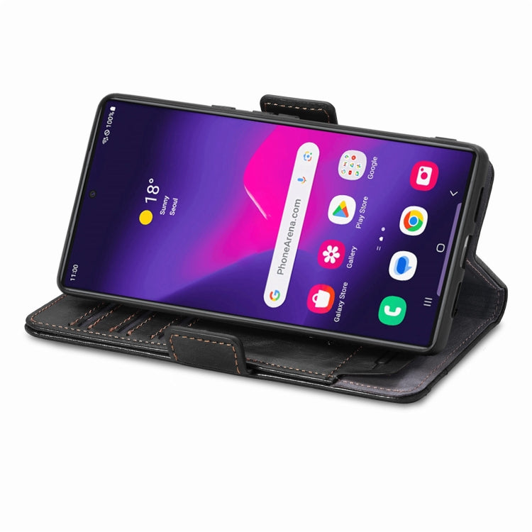 For Samsung Galaxy S25 Ultra 5G CaseNeo Splicing Dual Magnetic Buckle Leather Phone Case(Black) - free shipping - PMC Jewellery - Order now!