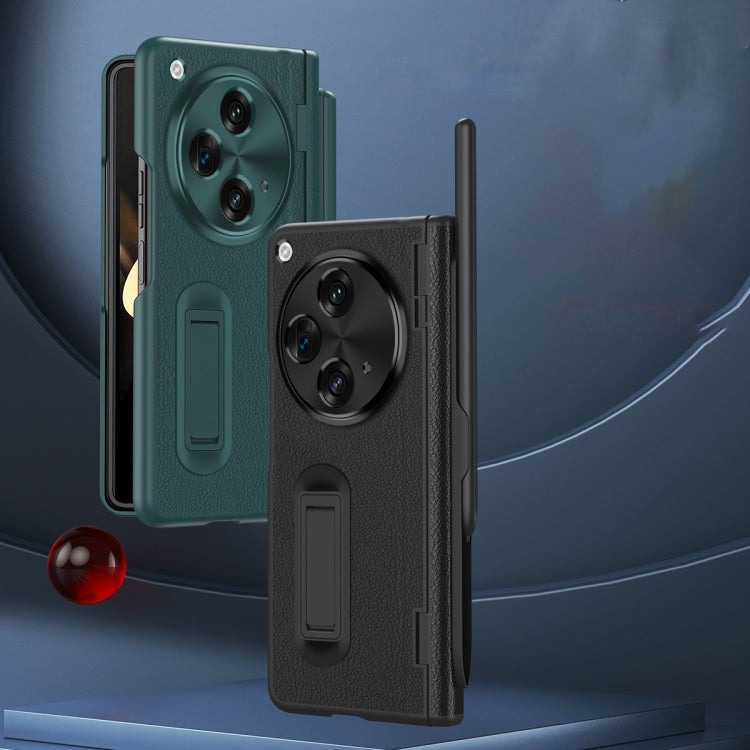 For OPPO Find N3 Integrated Film Plain Leather Phone Case with Pen(Black) - Find N3 Cases by PMC TechLife | Online Shopping South Africa | PMC TechLife | Buy Now Pay Later Mobicred