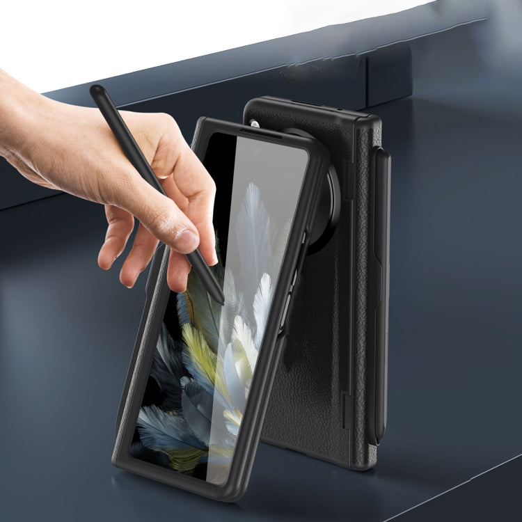 For OPPO Find N3 Integrated Film Plain Leather Phone Case with Pen(Black) - Find N3 Cases by PMC TechLife | Online Shopping South Africa | PMC TechLife | Buy Now Pay Later Mobicred