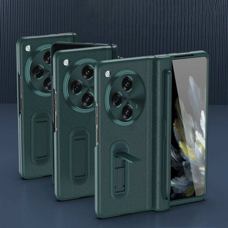 For OPPO Find N3 Integrated Film Plain Leather Phone Case with Pen(Black) - Find N3 Cases by PMC TechLife | Online Shopping South Africa | PMC TechLife | Buy Now Pay Later Mobicred