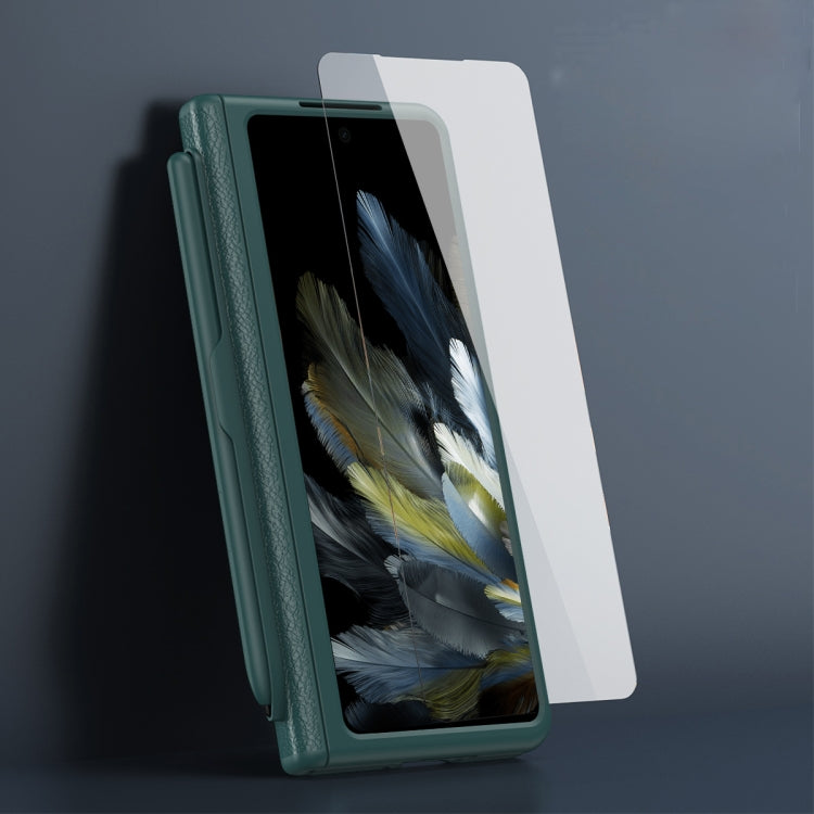 For OPPO Find N3 Integrated Film Plain Leather Phone Case with Pen(Black) - Find N3 Cases by PMC TechLife | Online Shopping South Africa | PMC TechLife | Buy Now Pay Later Mobicred