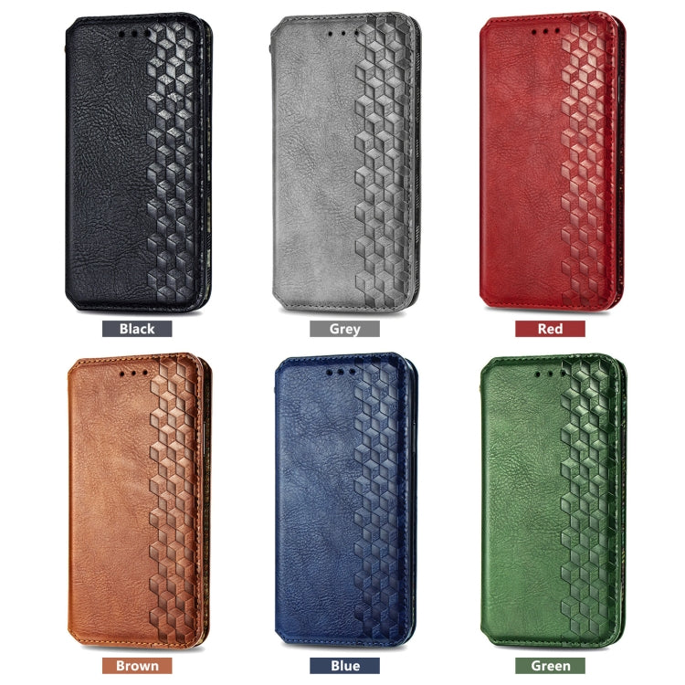 For Samsung Galaxy S25 5G Cubic Grid Pressed Magnetic Leather Phone Case(Gray) - Galaxy S25 5G Cases by PMC Jewellery | Online Shopping South Africa | PMC Jewellery | Buy Now Pay Later Mobicred