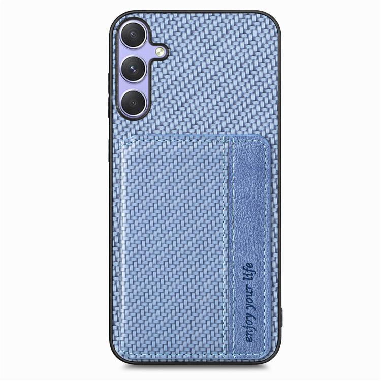 For Samsung Galaxy S25 Ultra 5G Carbon Fiber Magnetic Card Wallet RFID Blocking Phone Case(Blue) - Galaxy S25 Ultra 5G Cases by PMC Jewellery | Online Shopping South Africa | PMC Jewellery | Buy Now Pay Later Mobicred