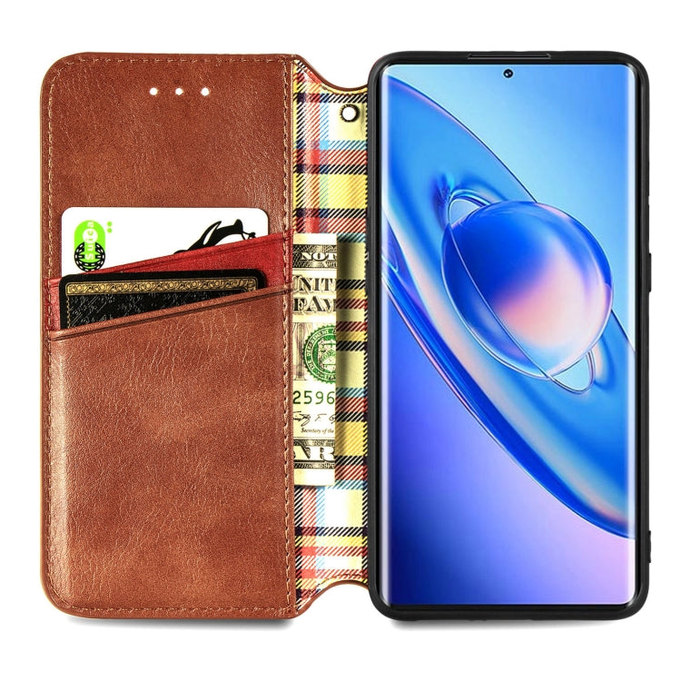 For Blackview A200 Pro Cubic Grid Pressed Magnetic Leather Phone Case(Brown) - More Brand by PMC TechLife | Online Shopping South Africa | PMC TechLife