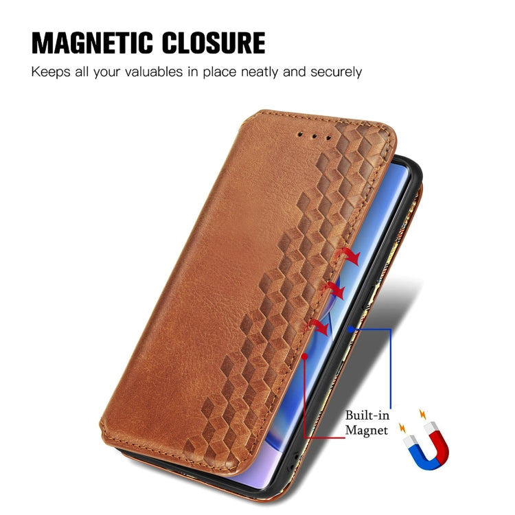 For Blackview A200 Pro Cubic Grid Pressed Magnetic Leather Phone Case(Brown) - More Brand by PMC TechLife | Online Shopping South Africa | PMC TechLife