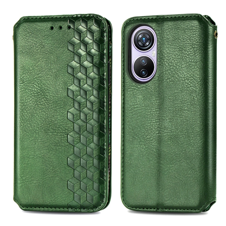 For Blackview A200 Pro Cubic Grid Pressed Magnetic Leather Phone Case(Green) - More Brand by PMC TechLife | Online Shopping South Africa | PMC TechLife