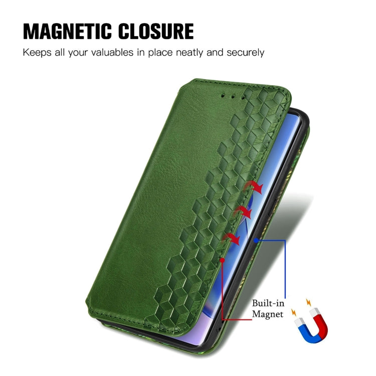 For Blackview A200 Pro Cubic Grid Pressed Magnetic Leather Phone Case(Green) - More Brand by PMC TechLife | Online Shopping South Africa | PMC TechLife
