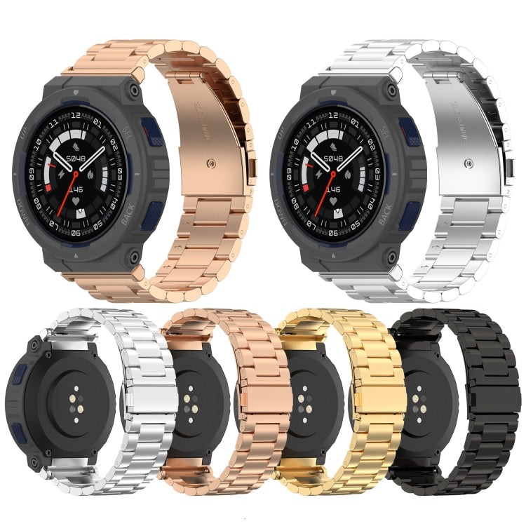 For Amazfit Active Edge A2212 Three Beads Stainless Steel Watch Band(Gold) - free shipping - PMC TechLife - Order now!