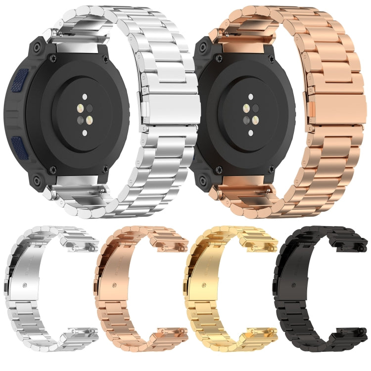 For Amazfit Active Edge A2212 Three Beads Stainless Steel Watch Band(Gold) - free shipping - PMC TechLife - Order now!