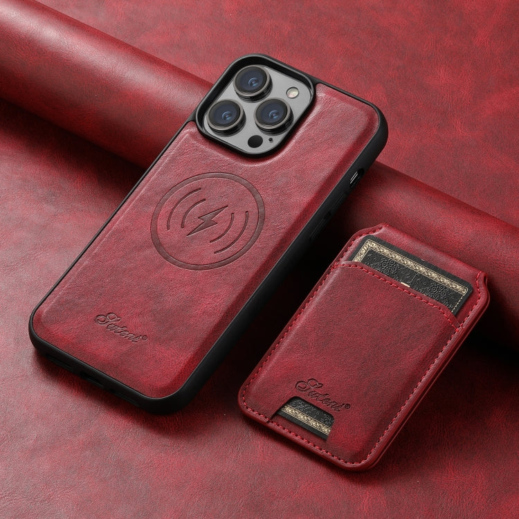 For iPhone 14 Plus Suteni H15 MagSafe Oil Eax Leather Detachable Wallet Back Phone Case(Red) - free shipping - PMC TechLife - Order now!