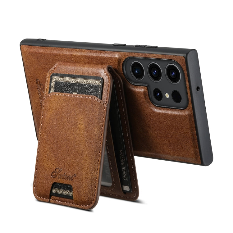 For Samsung Galaxy S23 Ultra 5G Suteni H15  Oil Eax Leather Detachable Wallet Back Phone Case(Black) - Galaxy S23 Ultra 5G Cases by Suteni | Online Shopping South Africa | PMC TechLife | Buy Now Pay Later Mobicred