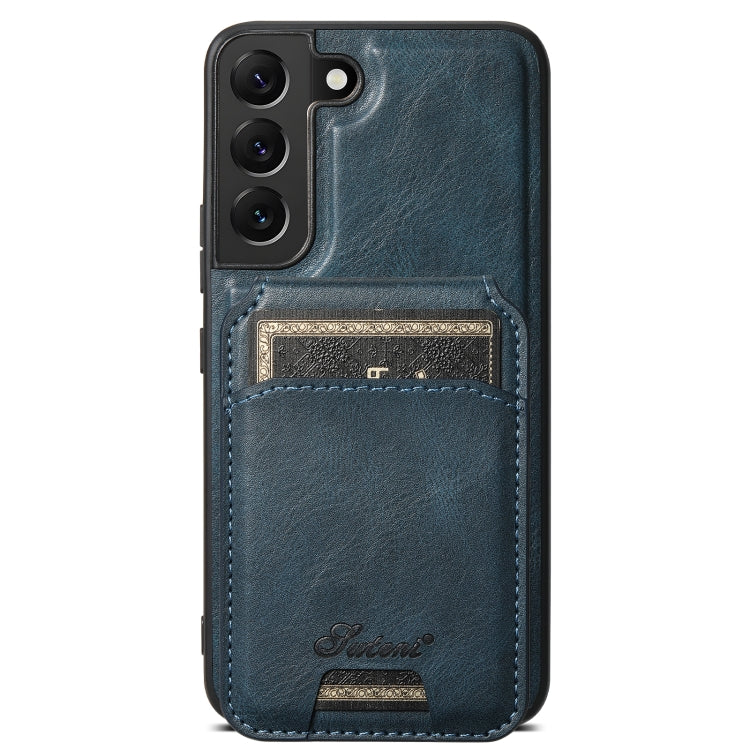 For Samsung Galaxy S22+ 5G Suteni H15  Oil Eax Leather Detachable Wallet Back Phone Case(Blue) - Galaxy S22 5G Cases by Suteni | Online Shopping South Africa | PMC TechLife | Buy Now Pay Later Mobicred