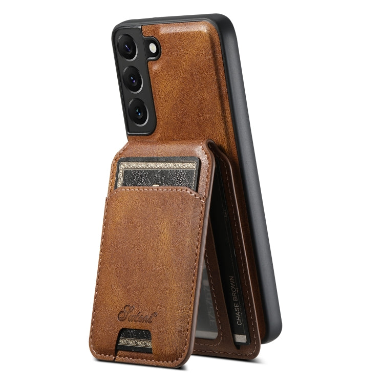 For Samsung Galaxy S22 5G Suteni H15  Oil Eax Leather Detachable Wallet Back Phone Case(Black) - Galaxy S22 5G Cases by Suteni | Online Shopping South Africa | PMC TechLife | Buy Now Pay Later Mobicred