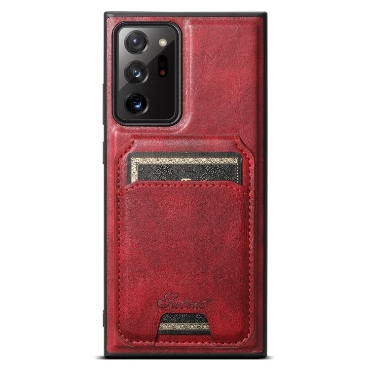 For Samsung Galaxy Note20 5G Suteni H15  Oil Eax Leather Detachable Wallet Back Phone Case(Red) - Galaxy Note20 Cases by Suteni | Online Shopping South Africa | PMC TechLife | Buy Now Pay Later Mobicred