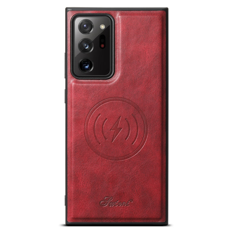 For Samsung Galaxy Note20 5G Suteni H15  Oil Eax Leather Detachable Wallet Back Phone Case(Red) - Galaxy Note20 Cases by Suteni | Online Shopping South Africa | PMC TechLife | Buy Now Pay Later Mobicred