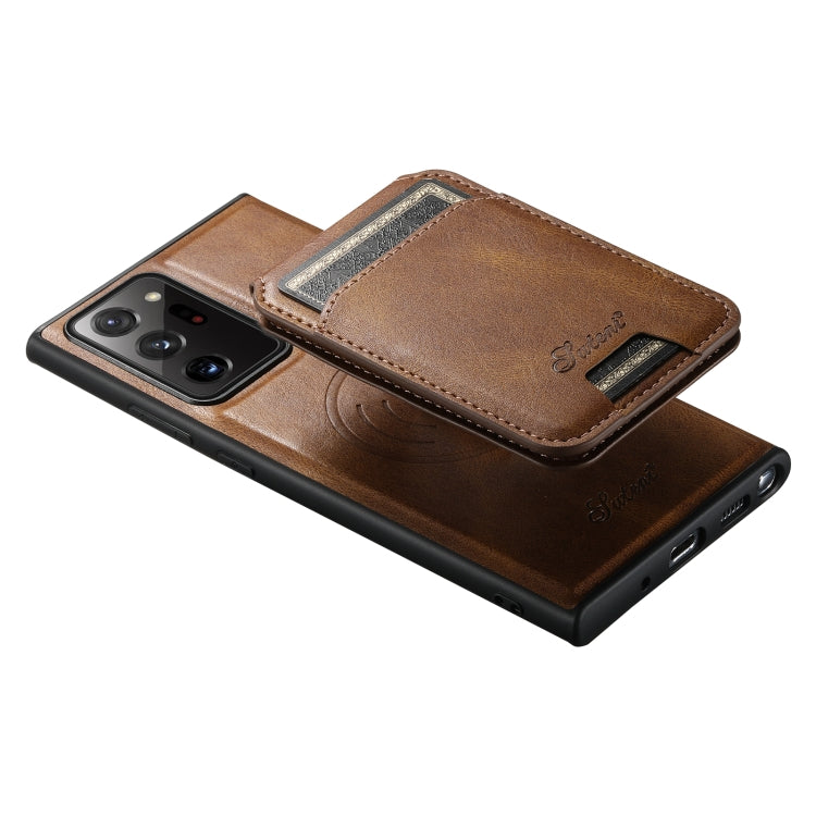 For Samsung Galaxy Note20 5G Suteni H15  Oil Eax Leather Detachable Wallet Back Phone Case(Khaki) - Galaxy Note20 Cases by Suteni | Online Shopping South Africa | PMC TechLife | Buy Now Pay Later Mobicred