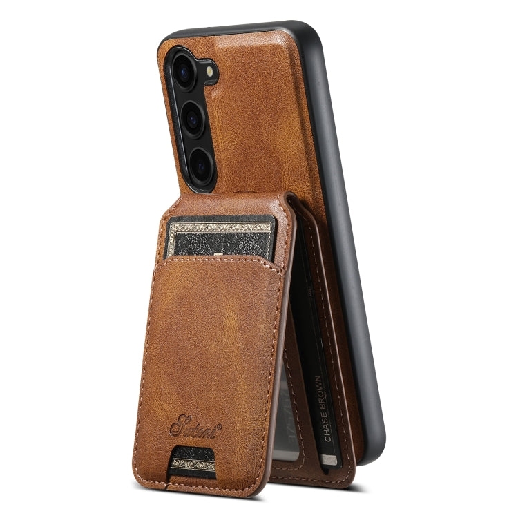 For Samsung Galaxy S24 5G Suteni H15  Oil Eax Leather Detachable Wallet Back Phone Case(Brown) - Galaxy S24 5G Cases by Suteni | Online Shopping South Africa | PMC TechLife | Buy Now Pay Later Mobicred
