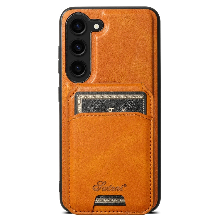 For Samsung Galaxy S24+ 5G Suteni H15  Oil Eax Leather Detachable Wallet Back Phone Case(Khaki) - Galaxy S24+ 5G Cases by Suteni | Online Shopping South Africa | PMC TechLife | Buy Now Pay Later Mobicred