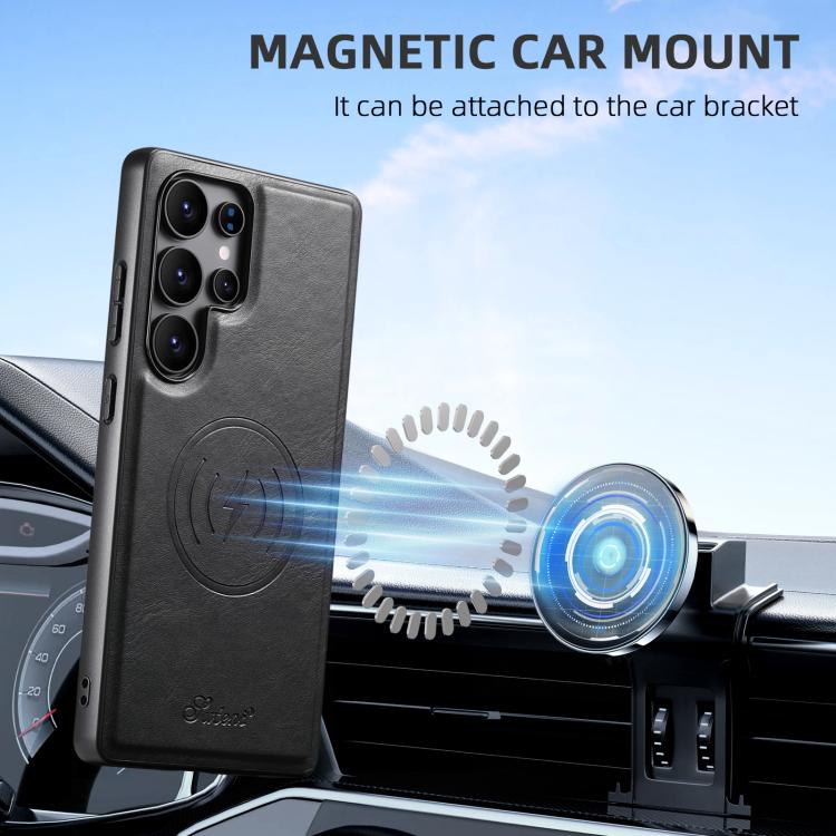 For Samsung Galaxy S25 Ultra 5G Suteni H15  Oil Eax Leather Detachable Wallet Back Phone Case(Black) - Galaxy S25 Ultra 5G Cases by Suteni | Online Shopping South Africa | PMC TechLife | Buy Now Pay Later Mobicred