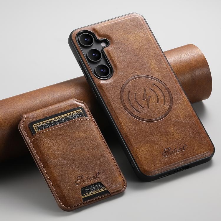 For Samsung Galaxy S25+ 5G Suteni H15  Oil Eax Leather Detachable Wallet Back Phone Case(Red) - Galaxy S25+ 5G Cases by Suteni | Online Shopping South Africa | PMC TechLife | Buy Now Pay Later Mobicred