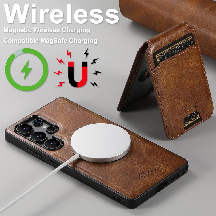 For Samsung Galaxy S25+ 5G Suteni H15  Oil Eax Leather Detachable Wallet Back Phone Case(Red) - Galaxy S25+ 5G Cases by Suteni | Online Shopping South Africa | PMC TechLife | Buy Now Pay Later Mobicred