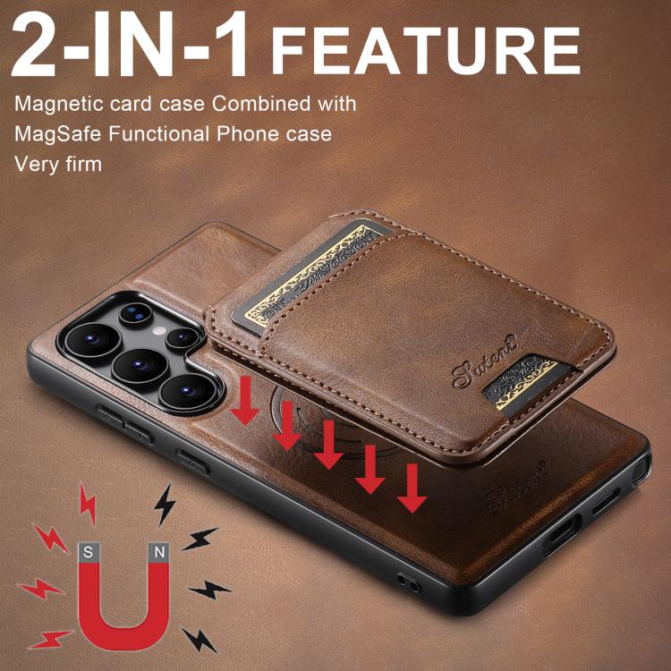 For Samsung Galaxy S25 5G Suteni H15  Oil Eax Leather Detachable Wallet Back Phone Case(Red) - Galaxy S25 5G Cases by Suteni | Online Shopping South Africa | PMC TechLife | Buy Now Pay Later Mobicred