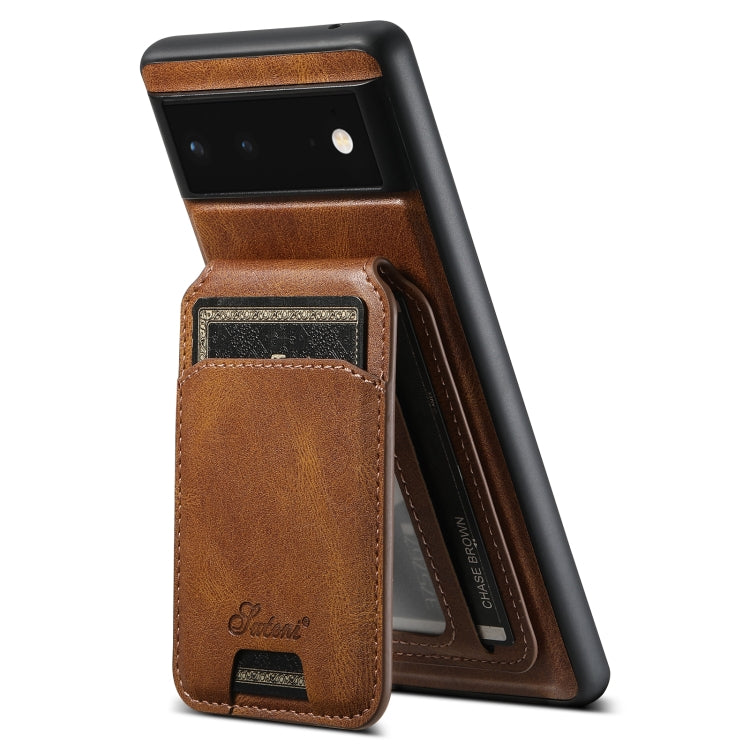 For Google Pixel 6 Suteni H15 Oil Eax Leather Detachable Wallet Back Phone Case(Brown) - free shipping - PMC Jewellery - Order now!